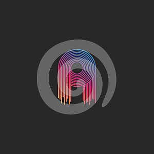 Initial letter A logo monogram linear modern trendy colorful gradient, thin linears geometric form design template photo