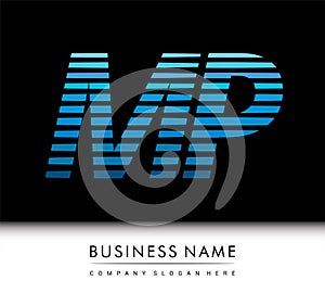 initial letter logo MP colored blue with striped compotition, Vector logo design template elements for your business or company