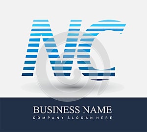 initial letter logo NC colored blue with striped compotition, Vector logo design template elements for your business or company photo