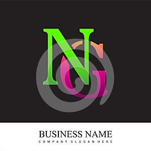 initial letter logo NG colored pink and green, Vector logo design template elements for your business or company identity