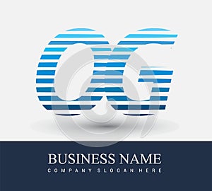initial letter logo OG colored blue with striped compotition, Vector logo design template elements for your business or company