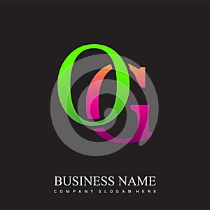 initial letter logo OG colored pink and green, Vector logo design template elements for your business or company identity