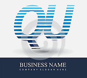 initial letter logo QU colored blue with striped compotition, Vector logo design template elements for your business or company