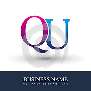 initial letter logo QU colored red and blue, Vector logo design template elements for your business or company identity