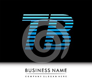 initial letter logo TB colored blue with striped compotition, Vector logo design template elements for your business or company