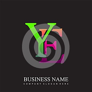 initial letter logo YE colored pink and green, Vector logo design template elements for your business or company identity