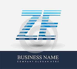 initial letter logo ZE colored blue with striped compotition, Vector logo design template elements for your business or company