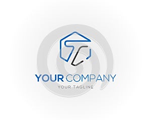 Initial letter LT and TL logo design.