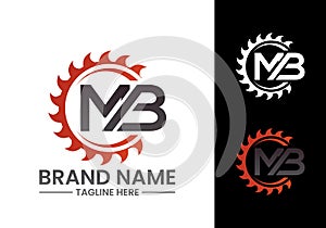 Initial Letter M B Logo with Saw, woodworking logo concept photo