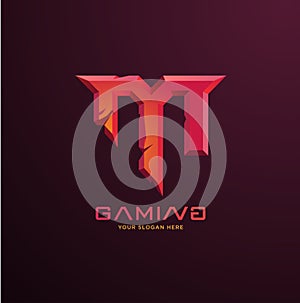 Initial letter M gaming esports style logo template