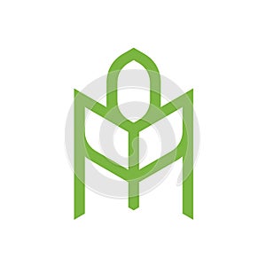 Initial Letter M Leaf Nature Logo Design