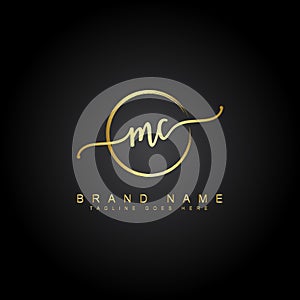 Initial Letter MC Logo - Handwritten Signature