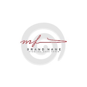 Initial Letter MF Logo - Handwritten Signature Logo for Initial Letter photo