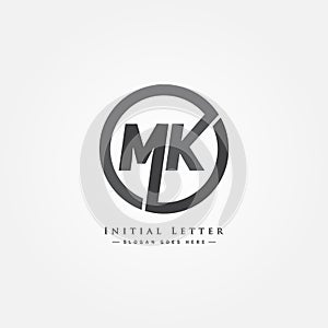 Initial Letter MK Logo, Simple Alphabet Logo