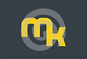 Initial Letter MK Yellow Logo Design photo