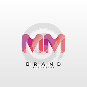 Initial letter MM logo with colorful circle background, letter combination logo design for creative industry, web, business photo