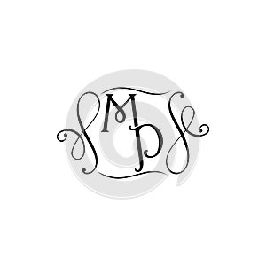 Initial letter MP logo isolated on white background