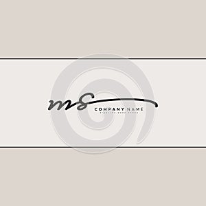 Initial Letter MS Logo - Hand Drawn Signature Style Logo