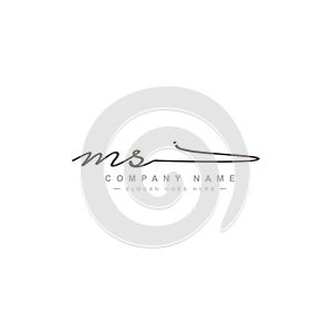 Initial Letter MS Logo - Handwritten Signature Logo