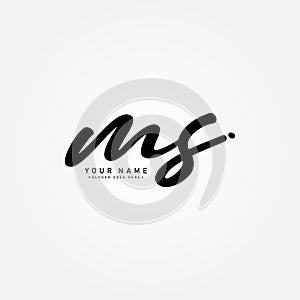 Initial Letter MS Logo - Handwritten Signature Style Logo