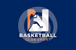 Initial letter N basketball logo icon. basket ball logotype symbol,