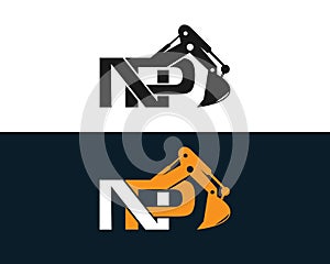 Initial Letter NP Excavator Logo Design Concept.