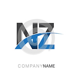 initial letter NZ logotype company name colored blue and grey swoosh design. vector logo for business and company identity