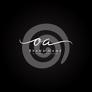 Initial Letter OA Logo - Handwritten Signature Logo photo