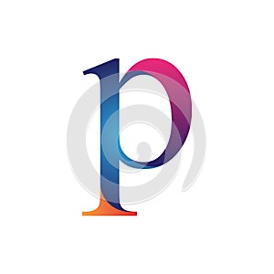 Initial letter p concept logo vector blue orange and purple color