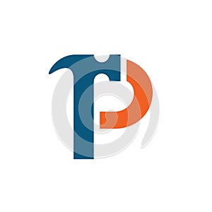 Initial Letter P Hammer, Vector Logo Design