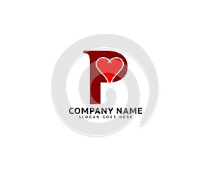 Initial Letter P Heart Love Logo Icon Design Template Element