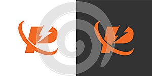 Initial letter P with lightning bolt logo vector design