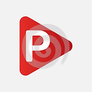 Initial Letter P Logo with Play Icon Concept. Creative Minimal Alphabet Emblem Design Template. Graphic Symbol for Corporate