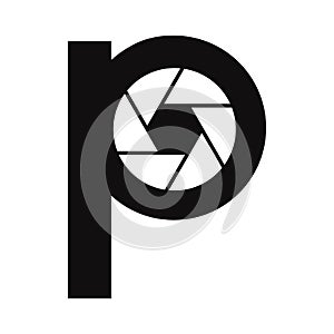 Initial Letter P Photography Logo Camera lens Concept. Photography Logo Combined P Letter Camera Sign Logo