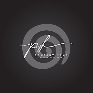 Initial Letter PF Logo - Handwritten Signature Logo