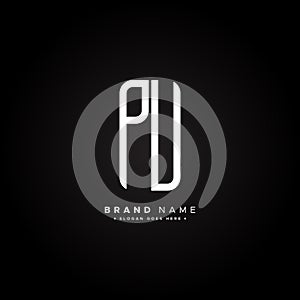 Initial Letter PU Logo - Minimal Business Logo for Alphabet P and U