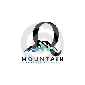 Initial Letter Q Mountain Logo. Explore Mountain Advanture Symbol Company Logo Template Element