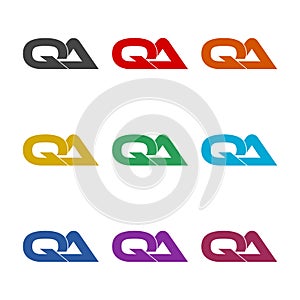 Initial letter QA logo design, color set