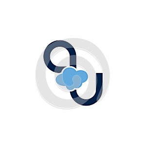 Initial letter qu logo with flat cloud element. Creative design template can be used for web, mobile design, company and icon.