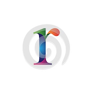 Initial letter r concept logo vector blue orange and purple color