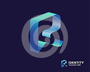 initial letter R creative modern flat isometric style