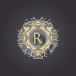 Initial Letter r, Luxury Logo for boutique, cosmetic, or jewelery logo design. Vector Illustration