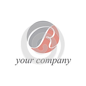 Initial letter R negative space on circle logo vector