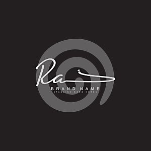 Initial Letter RA Logo - Handwritten Signature Logo for Alphabet R and A