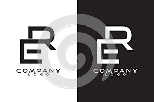Initial Letter RE, ER Logo Template Vector Design with black and white background