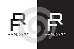 Initial Letter RF, FR Logo Template Vector Design with black and white background