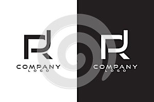 Initial Letter RJ, JR Logo Template Vector Design with black and white background