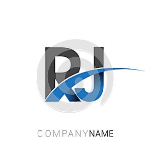 initial letter RJ logotype company name colored blue and grey swoosh design. vector logo for business and company identity photo