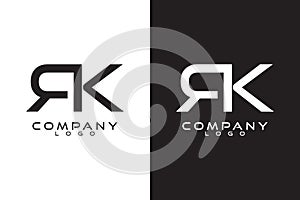 Initial Letter RK, KR Logo Template Vector Design with black and white background