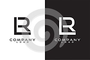 Initial Letter RL, LR Logo Template Vector Design with black and white background